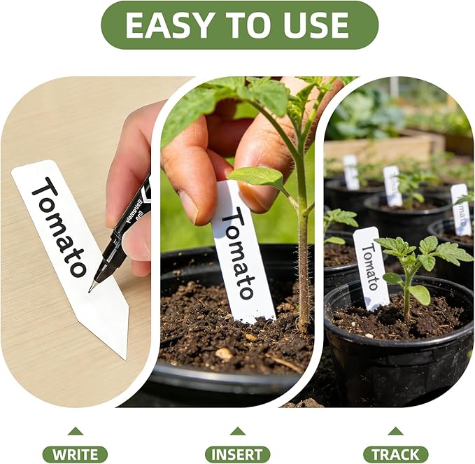 330Pcs Plant Labels with Marker Pen, 4" Plant Tags for Garden Waterproof, Reusable Plastic Plant Markers Garden Labels for Seedlings, Vegetables, Flowers, Gardening Organization Kit