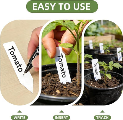 330Pcs Plant Labels with Marker Pen, 4" Plant Tags for Garden Waterproof, Reusable Plastic Plant Markers Garden Labels for Seedlings, Vegetables, Flowers, Gardening Organization Kit