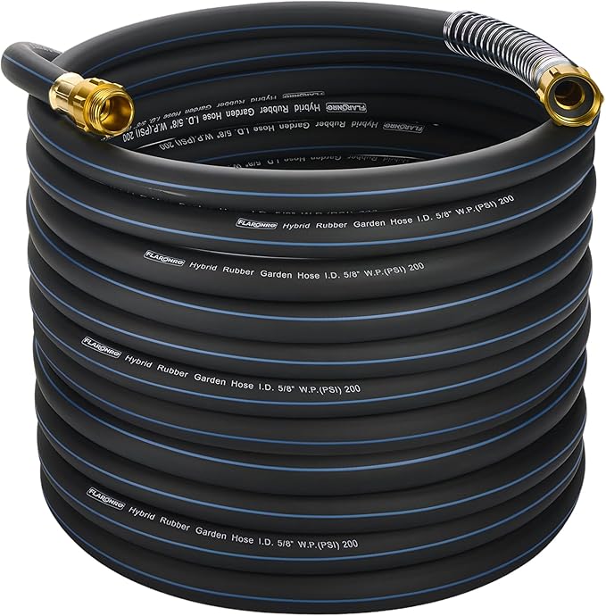 5/8 IN. × 90FT. Flexible Hybrid Rubber Garden Hose, High Flow 5/8" I.D. No Memory Durable Lightweight Water Hose for Watering, Irrigation, Water Transfer Pump