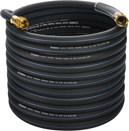 5/8 IN. × 90FT. Flexible Hybrid Rubber Garden Hose, High Flow 5/8" I.D. No Memory Durable Lightweight Water Hose for Watering, Irrigation, Water Transfer Pump