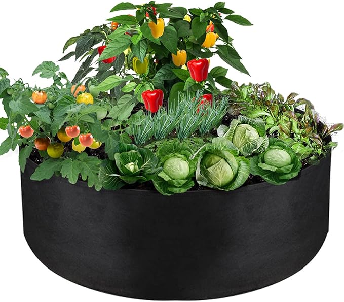 100 Gallon Large Grow Bag, Heavy Duty Fabric Round Raised Garden Bed Planter Pots for Planting Herb Flower Vegetable Potato Plants (50" D x 12" H, Black)