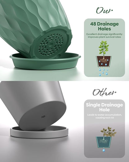 4 Inch Plant Pots with Drainage Holes, 6 Set Plastic Indoor Flower Pots, Succulent Pots for Orchids, Violets, Succulents, Herbs, and Other Small Plant, 6 Colors