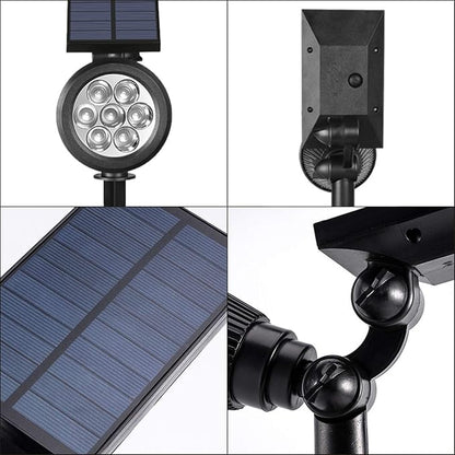 Solar Spotlights, Outdoor Ground Spot Light for Flag Pole, Bright 7-LED Dusk-to-Dawn Waterproof Landscape Flagpole Lights, 2-in-1 Adjustable Solar Powered Lighting for Tree Garden Yard (2 Pack, White)