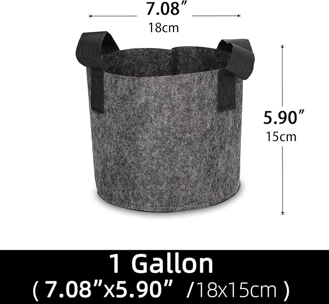 Grow Bags,Growing Pot Bags Garden Grow Bag Indoor Outdoor Fabric Aeration Plant Pot Container Flower Vegetable Pouch (Dark Gray,1 Gallon)
