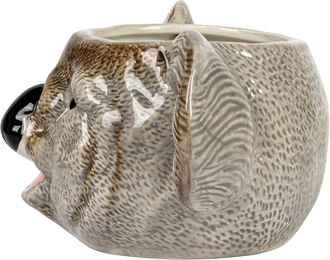 Creative Co-Op 7.75 Inches Round Ceramic Koala Head Planter, Holds 3" Pot, Grey and Black