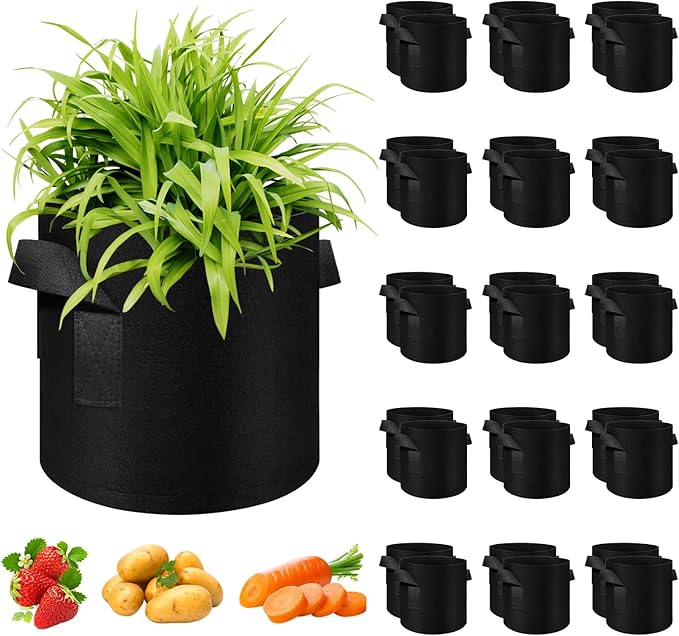 10 Gallon Grow Bags 30 Pack, Heavy Duty Thickened Nonwoven Fabric Pots with Handles, Plant Grow Bags for Vegetable/Flower/Plant/Fruits, Black