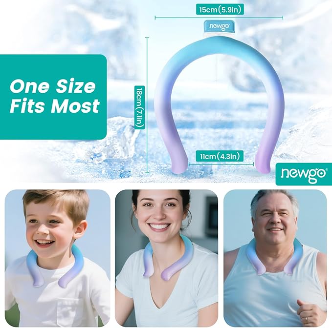 NEWGO Neck Cooling Tube Reusable Ice Cooler Cold Pack for Summer Heat, Ice Neck Ring for Outdoor Workers, Athletes, Sports Enthusiasts, Hot Flash Sufferers, Campers, Blue-Purple Gradient
