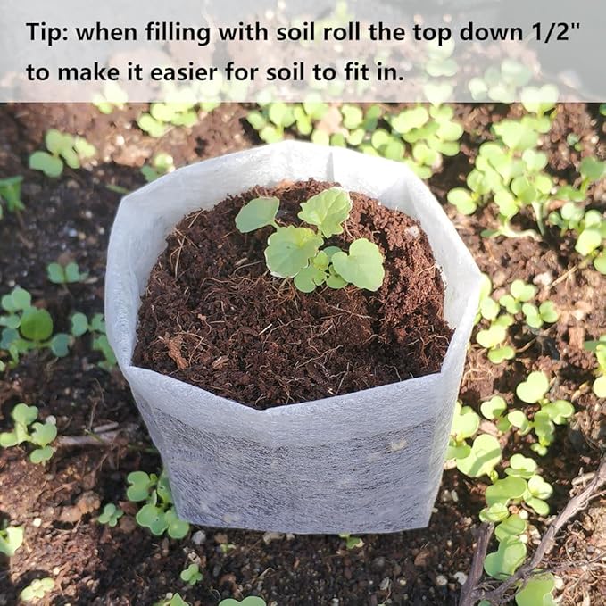 Belit Nursery Growing Bags, 200 Pcs Fabric Seedling Pots Non-Woven Pouch for Gardening Seed Plant Bag, Potato, Flower, Tomato Plant Starts (5.7" x 5.7 ")
