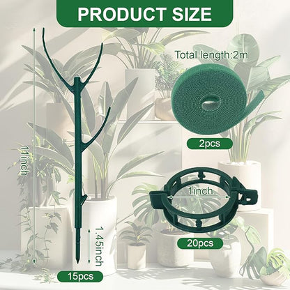 15 Pack Stackable Plant Support Stakes, Climbing Plant Support Pole, Philodendron Garden Stakes for Potted Plants, Plant Holder Stick for Monstera, Pothos