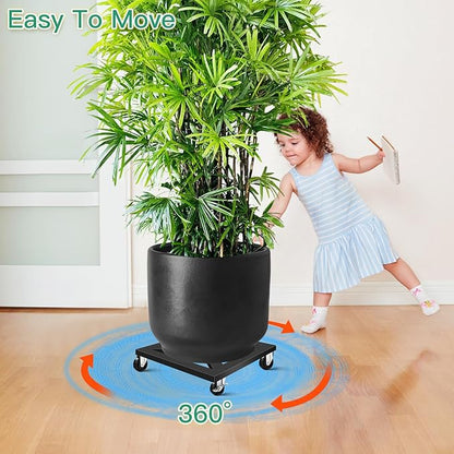 Plant Caddy with Wheels, 12'' 2 Pack Metal Rolling Plant Stand Square Plant Dolly with Iron Lockable Casters Heavy Duty Pot Mover Rollers, Holds up 400 Lbs Planter