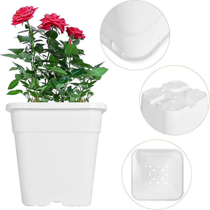 HOSTIC 1 Gallon Square Nursery Pots Flexible Plastic Pots for Plants Gallon Pot with Drainage Holes 10 Pcs