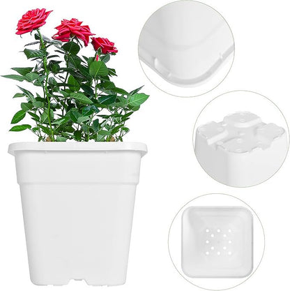 HOSTIC 1 Gallon Square Nursery Pots Flexible Plastic Pots for Plants Gallon Pot with Drainage Holes 10 Pcs