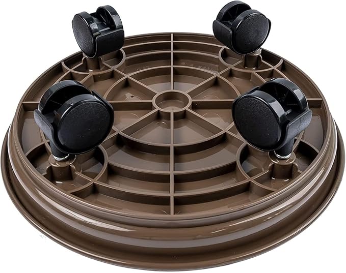 Yiting Plant Caddy with Wheels Heavy-Duty Rolling Plant Stand with Wheels Plant Dolly with Casters for Indoor and Outdoor Plant Roller Base Plant Saucer Mover (13 inch, Brown)