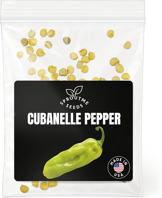 Cubanelle Pepper Seeds for Planting – 50 Non-GMO Heirloom USA-Grown Sweet Frying Pepper with High Germination (Capsicum annuum)