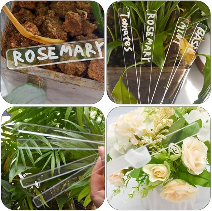 Garneck 2sets Plant Tags and Labels Acrylic Plant Markers Easy to Use Garden Stake Tags Long Lasting for Gardeners 24pcs*2