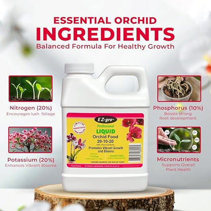 EZ-gro Orchid Fertilizer 20-10-20 - Liquid Plant Food | Plant Fertilizer for Indoor Plants, Bloom Booster Liquid Plant Fertilizers for Indoor Orchids, Nutrients for Healthy Flowers & Potted Houseplant