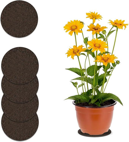 Curtis Wagner Plastics Corp. MA-800 Fabric Plant Mat (8" Diameter, Walnut Brown, 5-Pack) - Round Fabric Plant Coasters - Use as Planter, Coaster or Pads for Your Arts & Crafts