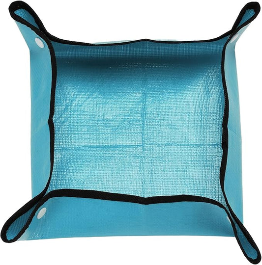 HARFINGTON Repotting Mat 13" x 13" PE Cloth Waterproof Plant Repotting Mat Foldable Portable Gardening Potting Tray with Plastic Buckle for Indoor Plant Change Soil Watering, Blue