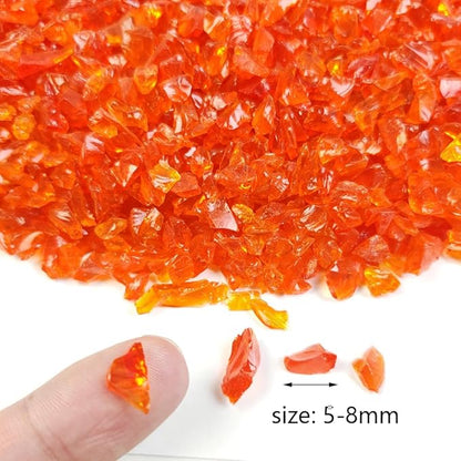 HappyFiller1.3 LB Crushed Sand Broken Glass Pieces Stones for Vase Fillers Candle Holder,Easter Decor,Succulent Pebble Granules,Crafts Project,Resin Arts,Reddish Orange