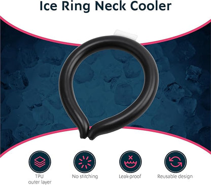 Magic Gel Neck Ring Coolers - Wearable Neck Cooling Ice Pack - Reusable Cool Body Cooler Tube - Cold Gel Wrap Ice Packs for Necks - Perfect for Athletes or Outdoor Workers - Black