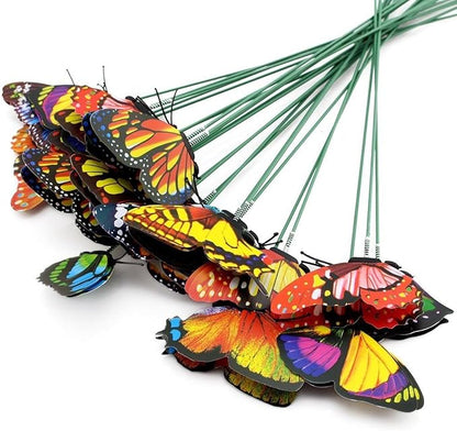 Butterfly Plant Stakes 50pcs Decorative Garden Waterproof Small Butterflies Decor Garden for Houseplant Flower Beds Plant Pots