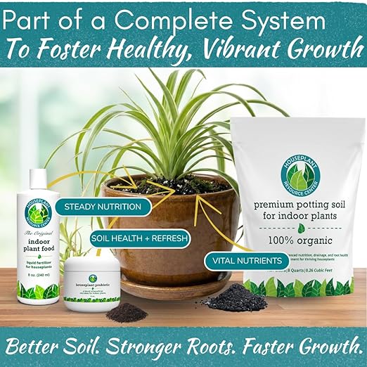 Houseplant Soil Conditioner & Probiotic – Organic Growth Booster (1-1-4) for Rejuvenating Tired Plants | Improves Soil Structure & Nutrient Availability for Stronger Roots & Fuller Leaves | 4 oz
