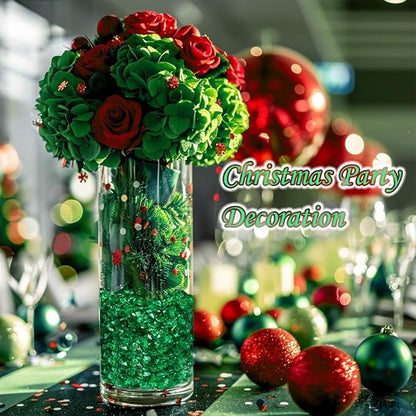 HappyFiller Crushed Glass for Resin Art,Broken Piece Granules,Craft Project,Vase Fillers Candle Holder Aquarium Fishbowl Decor, Succulent Terrarium Pebble Stones,Fire Pit Fireplace,Dark Green 1.3LB