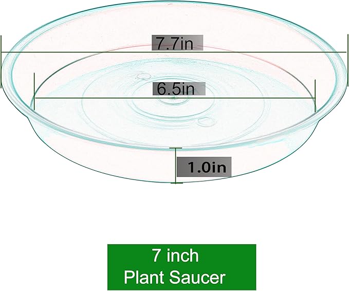 6 Pack of 7 inch Plant Saucer, Heavy Duty Plastic Plant Water Tray 7 inch Round, Flower Plant Saucers for Indoors No Holes, Plant Dishes Saucer for Planter 7"/8" (7", White)