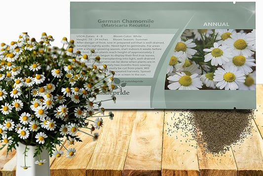 Outsidepride German Chamomile Seeds - 10000 Pcs Annual, Drought Tolerant, Self-Seeding & Versatile, Herb Seeds for Planting Sweet Scented Daisy-Like Blooms, Ideal for Slopes & Pollinator Gardens