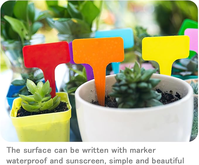 100 Pcs 5.5 x10cm Plastic Plant T-Type Tags Nursery Garden Labels, Garden Plant Markers, Waterproof Garden Signs for Outdoor Garden Plants Garden Potted Plants