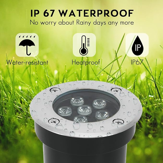 Low Voltage In-Ground LED Well Lights Landscape Lighting 6W 12V 24V Outdoor Landscape Light Waterproof IP67 Pathway Driveway Deck Step Fence Garden Lights