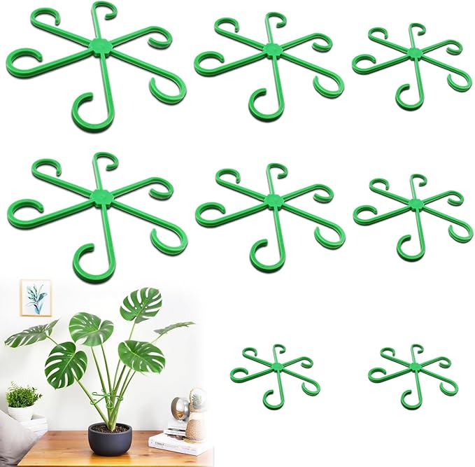 8PCS Climbing Plant Stem Supports 4 Sizes, Reusable Plastic Stakes Indoor/Outdoor Garden Flower Growth Accessories Stem Holder for Thriving Plant Growth