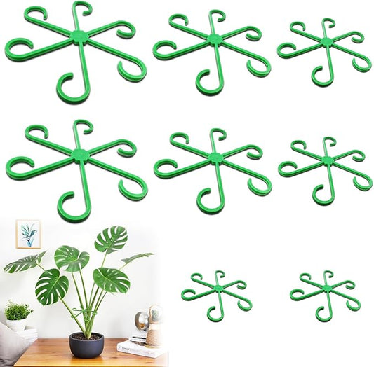 8PCS Climbing Plant Stem Supports 4 Sizes, Reusable Plastic Stakes Indoor/Outdoor Garden Flower Growth Accessories Stem Holder for Thriving Plant Growth