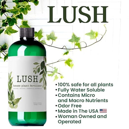 Lush Houseplant Fertilizer – Concentrated Liquid Plant Food (Makes 50+ Gallons) – 3-1-2 NPK for Indoor Plants, Monstera, Pothos & More - 500ml Concentrate