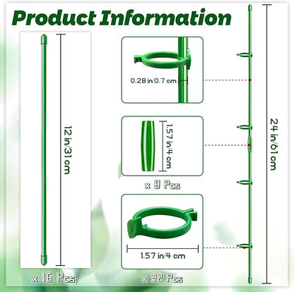 Plant Stakes 12 Inch Adjustable Length Plant Support Stake Orchid Stick with Clips Garden Pole for Indoor Outdoor Tomatoes Beans Vegetable