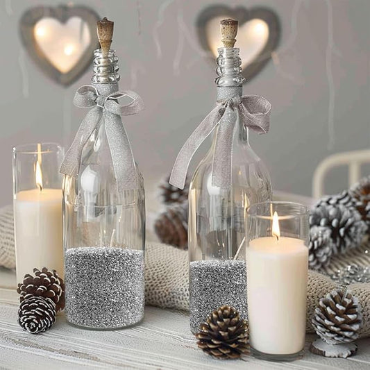 HappyFiller 1.3 LB Fine Silver Crushed Glass Sand 1-2mm,Broken Pieces Terrarium Mini Stone for Resin Arts,Nail Glitter,Craft Paint Coaster and Other Project,Plant Soil Cover,Vase Filler,Candle Holder