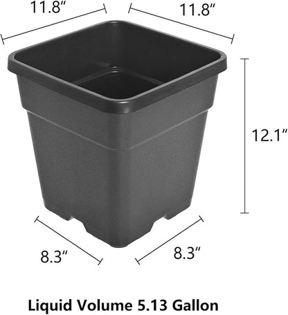 Square Nursery Pots Plant Pots Grow Pots Nursery Container for Planting Soil Plants 5 Gallon 10Pcs