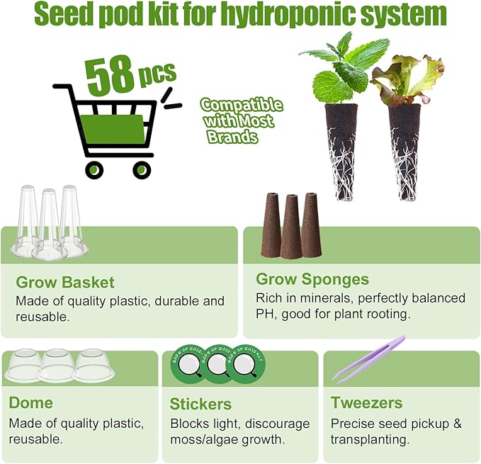 Salad Seed Pods, 12 Pods Grow Anything Kit for All Hydroponics Growing Systems with 300mg Varity Seeds of Buttercrunch, Black Seeded Simpson, Oakleaf, Prizehead, Red Salad Bowl and so on
