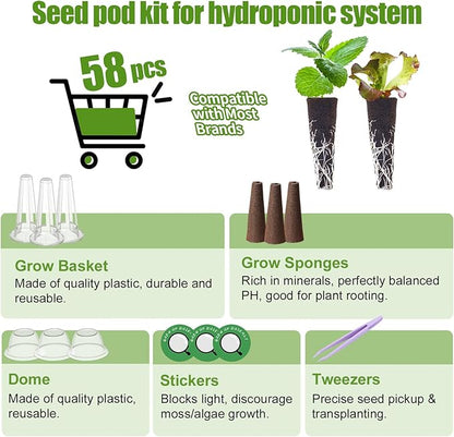 Salad Seed Pods, 12 Pods Grow Anything Kit for All Hydroponics Growing Systems with 300mg Varity Seeds of Buttercrunch, Black Seeded Simpson, Oakleaf, Prizehead, Red Salad Bowl and so on