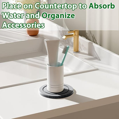 Plant Saucer Flower Pot Saucers Plant Trays for Pots Instant Dry Diatomaceous Earth Round Plant Drip Trays for Indoors Keeping Counter and Floors Dry and Clean (2Pcs Grey Small)