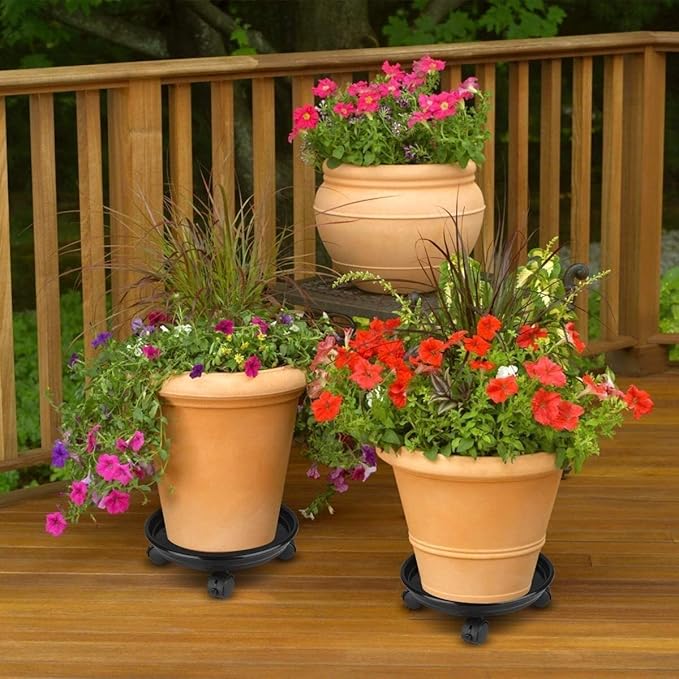 Yiting Plant Caddy with Wheels Heavy-Duty Rolling Plant Stand with Wheels Plant Dolly with Casters for Indoor and Outdoor Plant Roller Base Plant Saucer Mover (13 inch, Black)