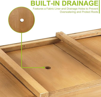Raised Garden Bed with Legs - Elevated Wooden Planter Box, Durable Fir Wood, Reinforced Frame with Drainage Holes, Liner, and Storage Shelf for Vegetables, Herbs, Flowers, 33.5" x 18" x 30"