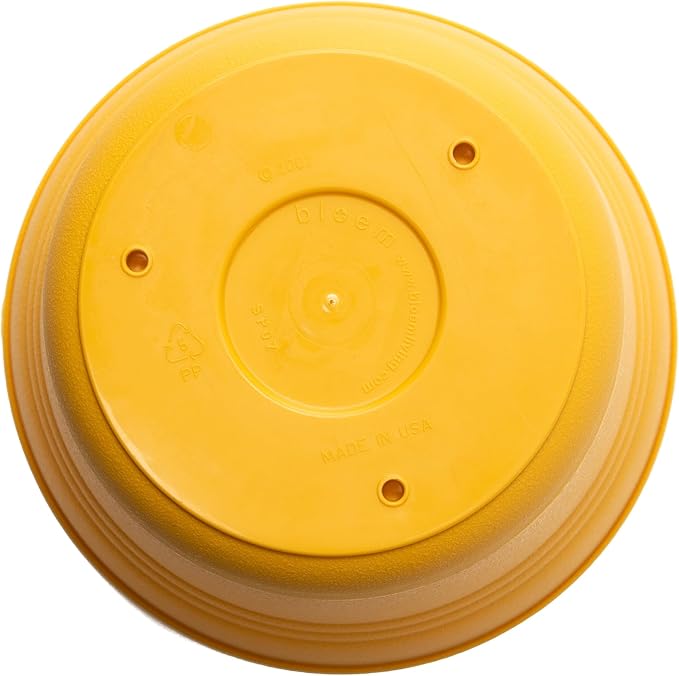 Bloem Saturn 7" Earthy Yellow Round Resin Planter Pot with Snap-in Saucer for Indoor and Outdoor Gardening