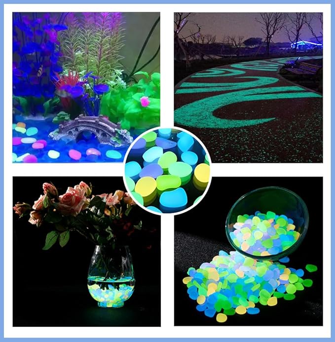 310 Pcs Glow in The Dark Stones - Multicolor Luminous Stone for Fish Tank, Garden, Aquarium, Walkway | Glow Rocks with 3 Sizes (L/M/XL)