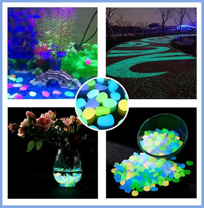 310 Pcs Glow in The Dark Stones - Multicolor Luminous Stone for Fish Tank, Garden, Aquarium, Walkway | Glow Rocks with 3 Sizes (L/M/XL)