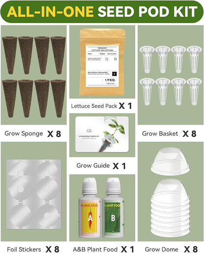 Salad Green Seed Pod Kits for AeroGarden Ahopegarden, iDOO Hydroponics Growing System Indoor Herb Garden, 400+ Seeds, Including American Fast Lettuce, Red Romaine Lettuce(8-Pods)