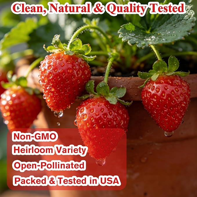5000+ Strawberry Seeds for Planting –Heirloom Non-GMO Giant Red Strawberry Seeds, Everbearing Fruit Plants & Seeds for Garden Beds, Pots, Raised Beds, Balcony & Hydroponic Systems, 0.18 oz (5 g)