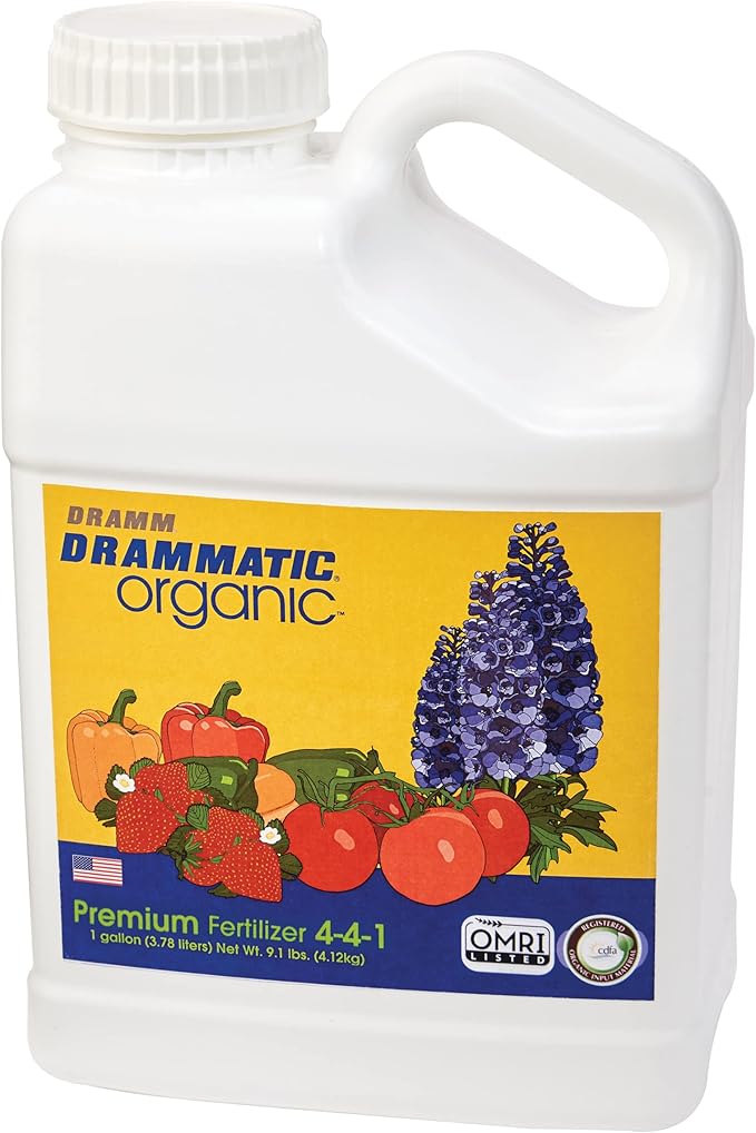 Dramm Drammatic® Organic™ Premium Fertilizer 4-4-1, Hydrolyzed Liquid Fish Fertilizer, for Vegetables, Flowers, and Fruits, 1 Gallon, OMRI Listed, 1 Gallon