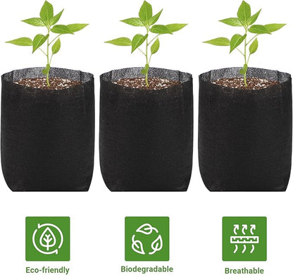 GREANER Plant Bags for Planting, 100 PCS Biodegradable Plant Pots, Fabric Seedling Starter Bags for Plants, Gardening Seed Plant Bag for Potato, Flower, Tomato Plant Starts