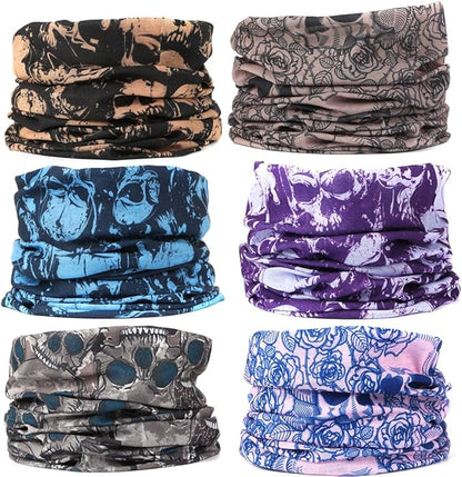 6-Pack Balaclava Face Mask for Men & Women - UV Protection Neck Gaiter, Multi-Use Cycling Mask & Breathable Headband